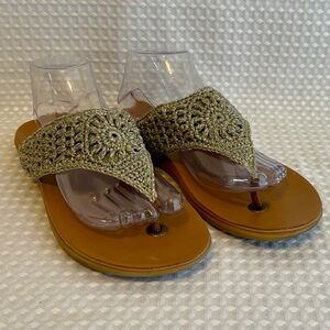 THE SAK Shana Crochet Thong Sandals Boho Eco-Friendly Beige Size 11 Women’s #737